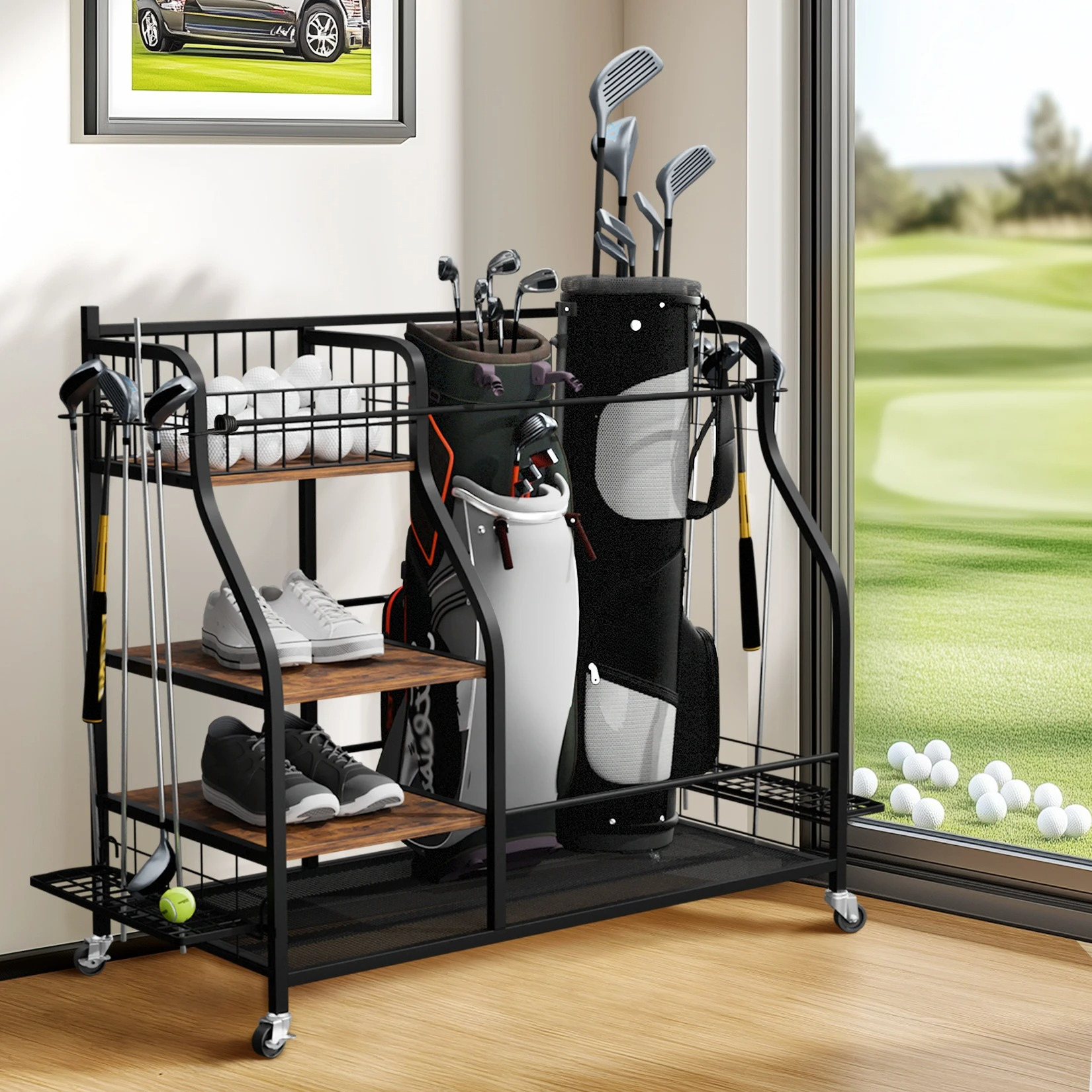 Multifunctional Rolling Golf B - Golf Equipment Holder 评论和价格