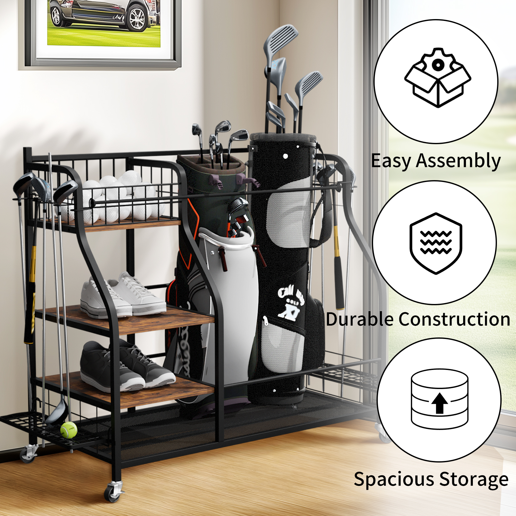 Multifunctional Rolling Golf B - Golf Equipment Holder 评论和价格